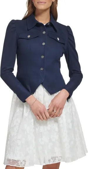 DKNY womens Cropped Button Front Long Sleeve Dress