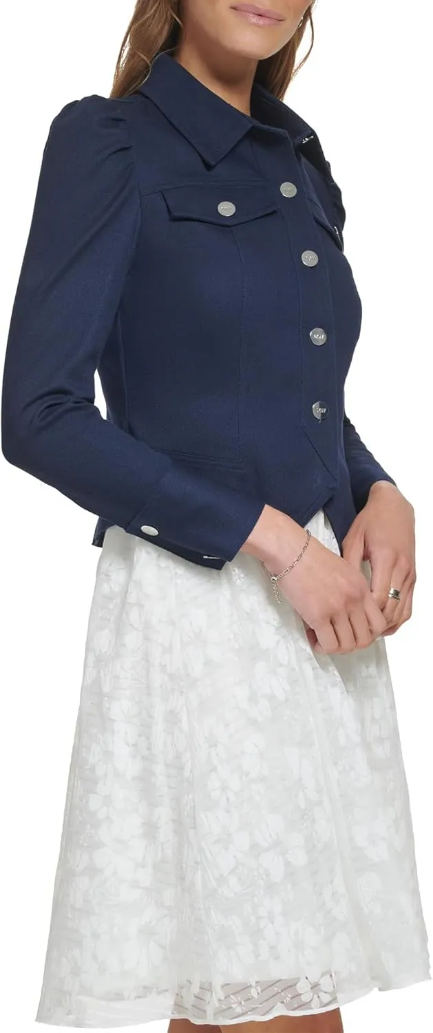 DKNY womens Cropped Button Front Long Sleeve Dress