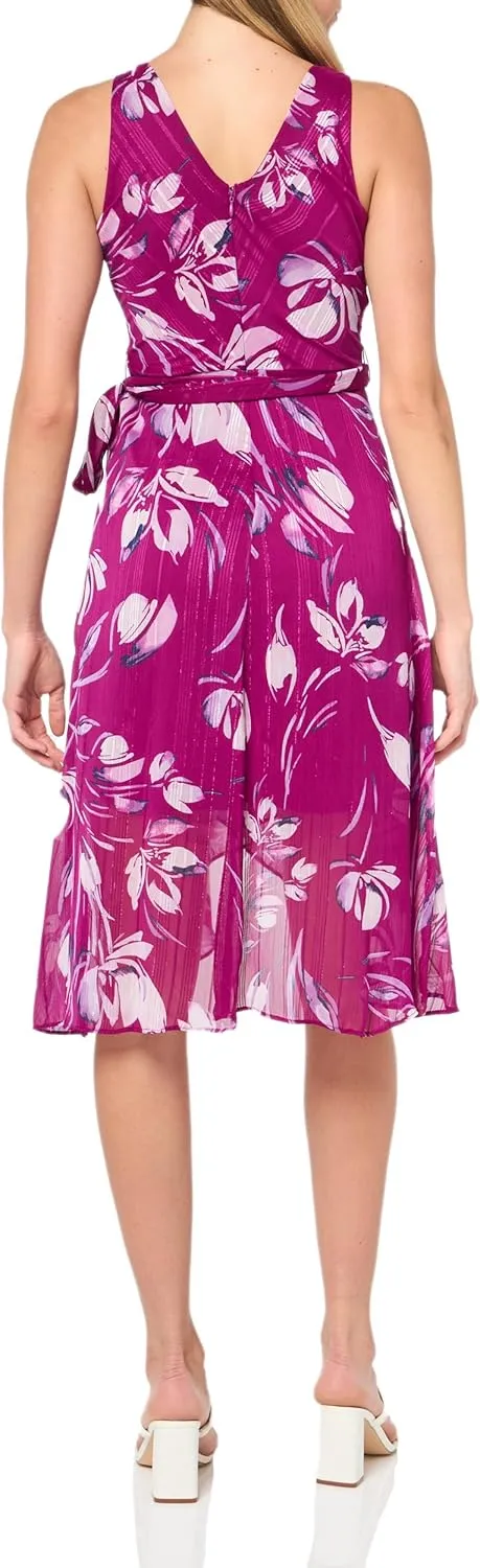 DKNY womens Double Ruffle Sleeve Fit and Flare Dress