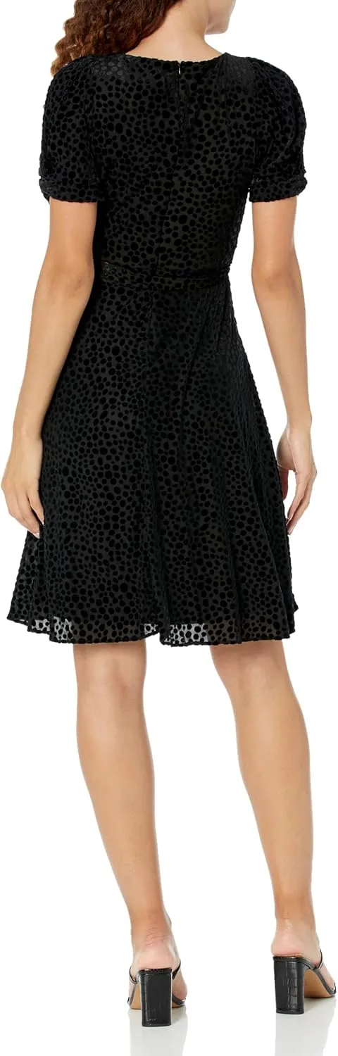 DKNY womens Knot Sleeve Fit and Flare Dress