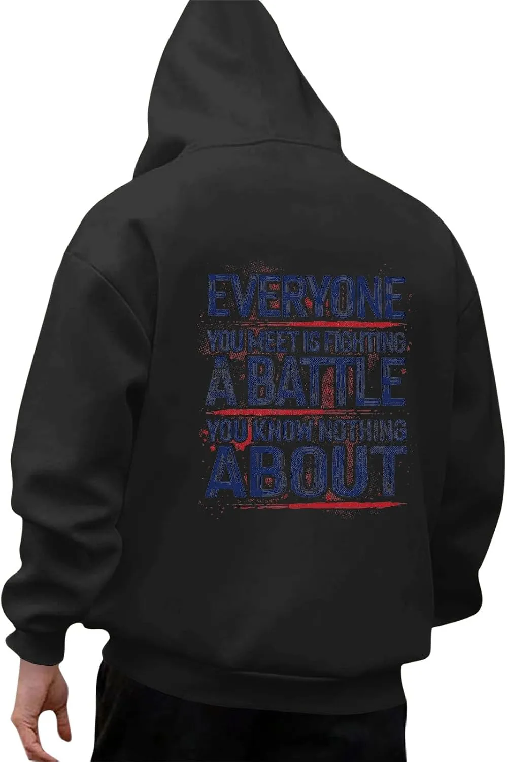 DOPOCQ Mens Hoodies Pullover Be Kind Print Casual Long Sleeve Sweatshirts Oversized Hooded Collar Drawstring Pullover