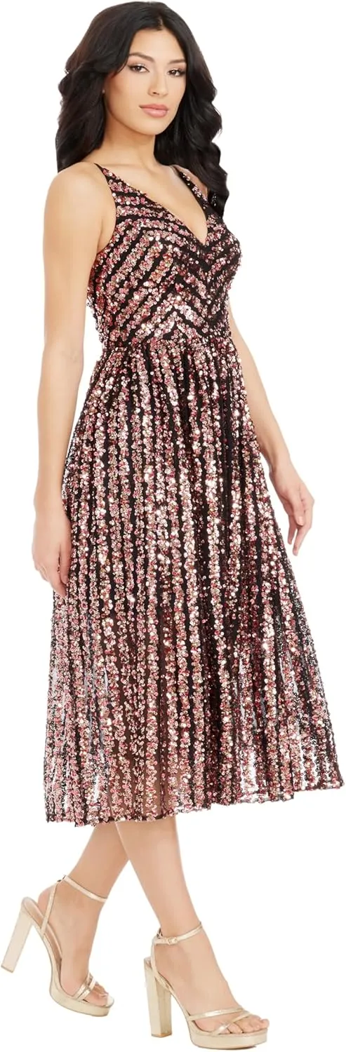 Dress the Population Women's Haley Fit and Flare Midi Dress
