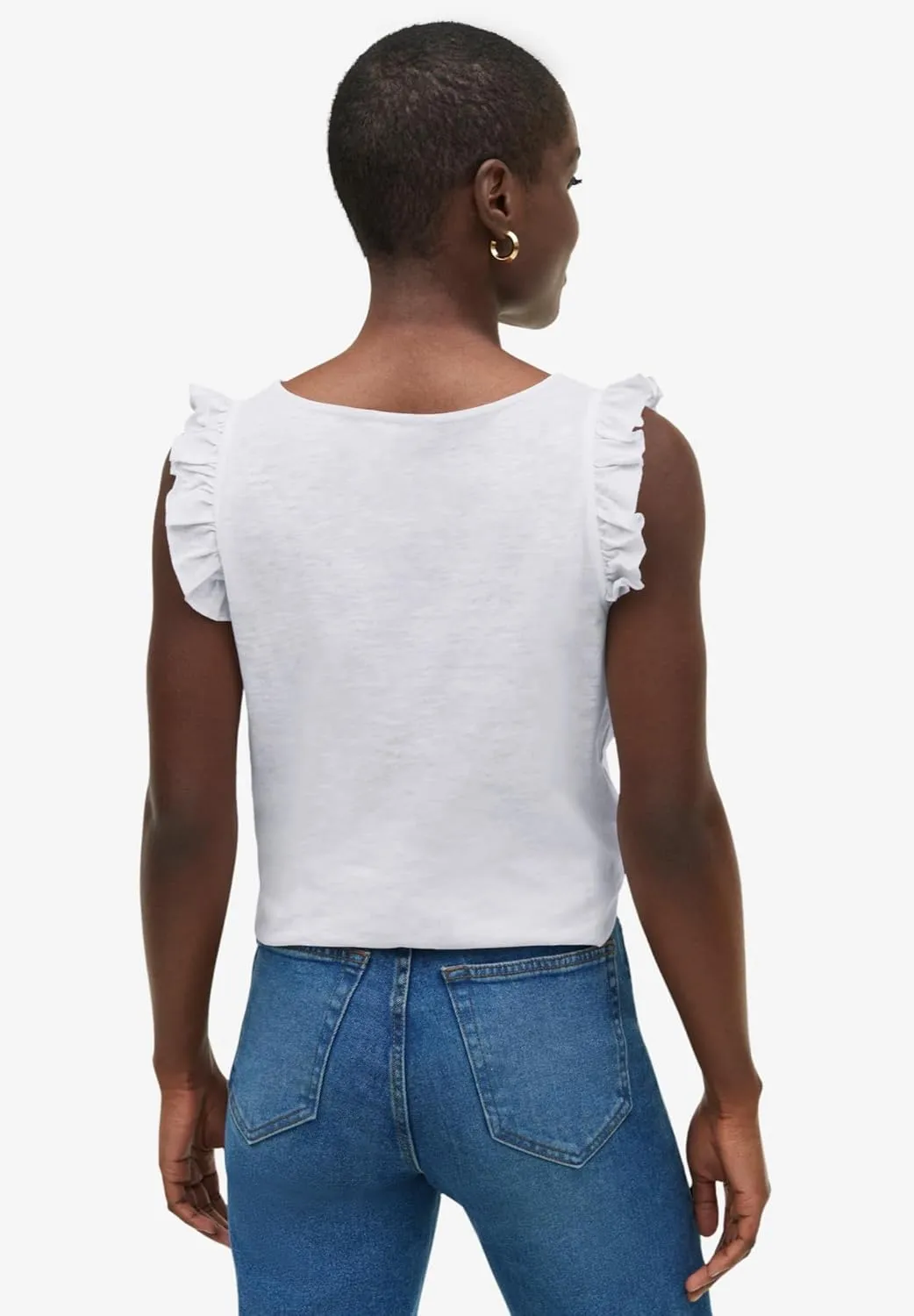 ellos Plus Size Button-Front Ruffle Sleeve Tank