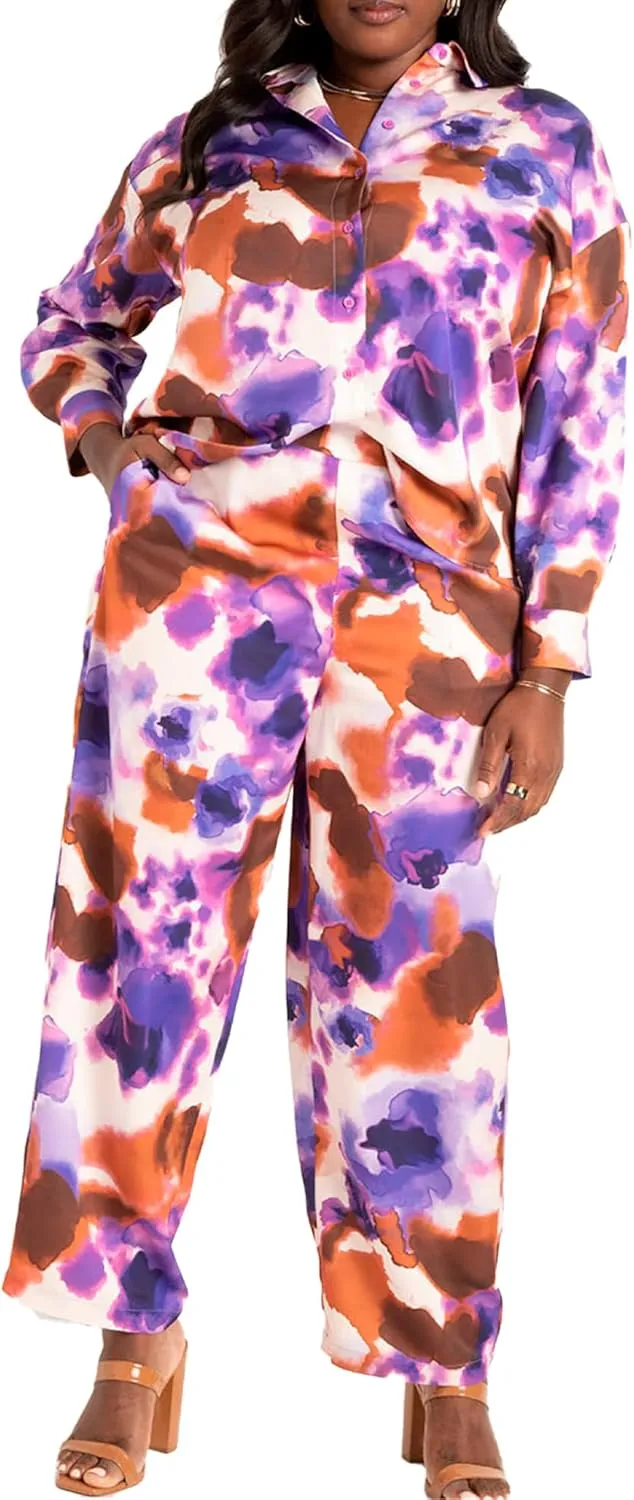 ellos Plus Size Button-Front Ruffle Sleeve Tank
