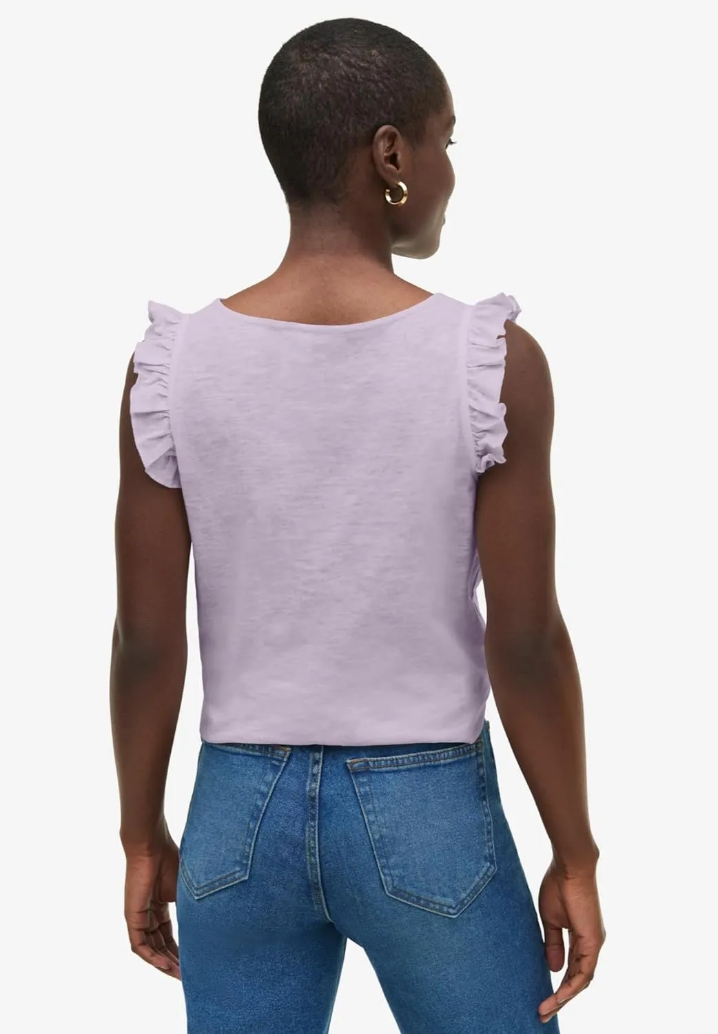 ellos Plus Size Button-Front Ruffle Sleeve Tank