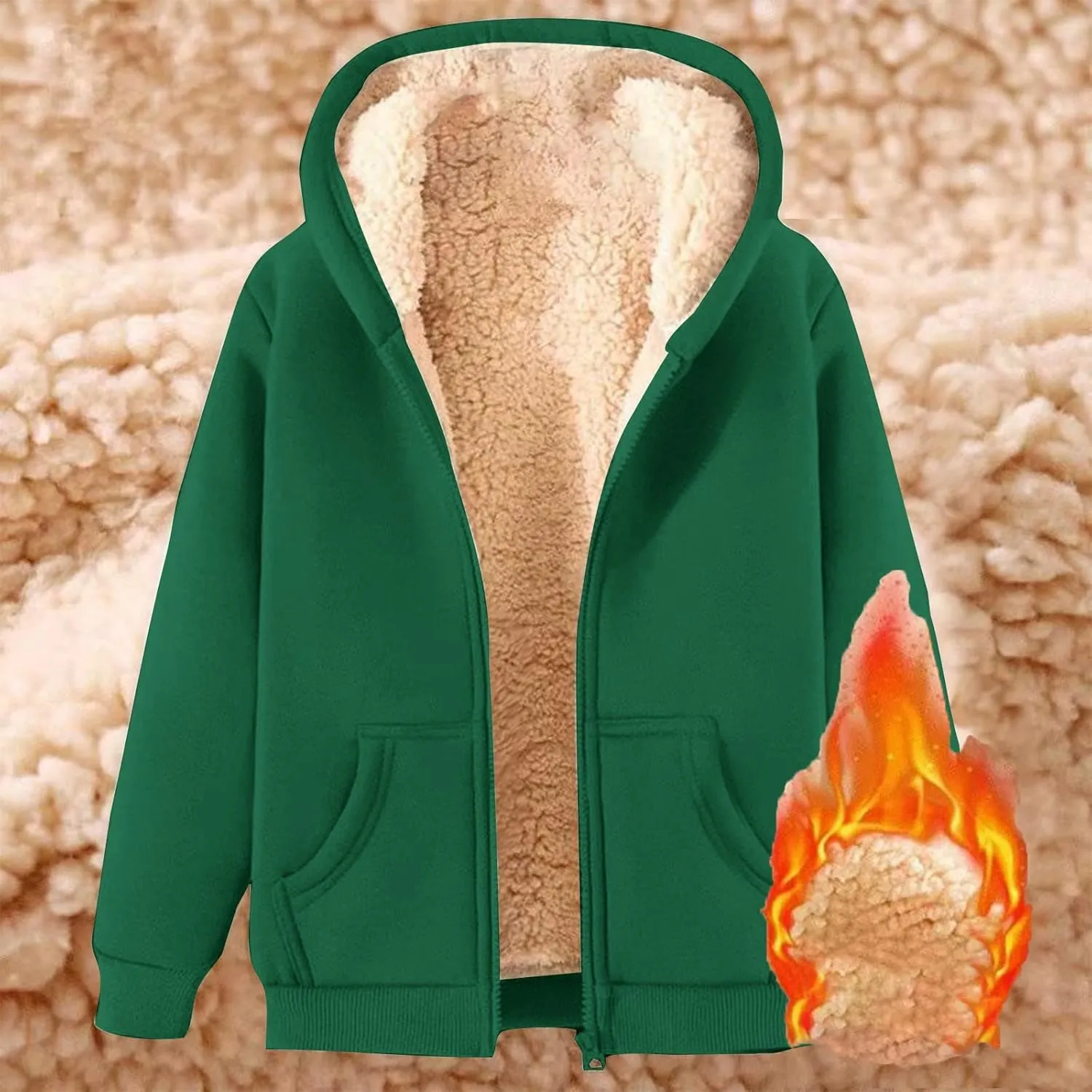 evzosrz Mens Winter Hoodies Fleece Sherpa Lined Coats Zip Up Warm Sweatshirt Jackets Casual Thick Thermal Hoodies Cardigan