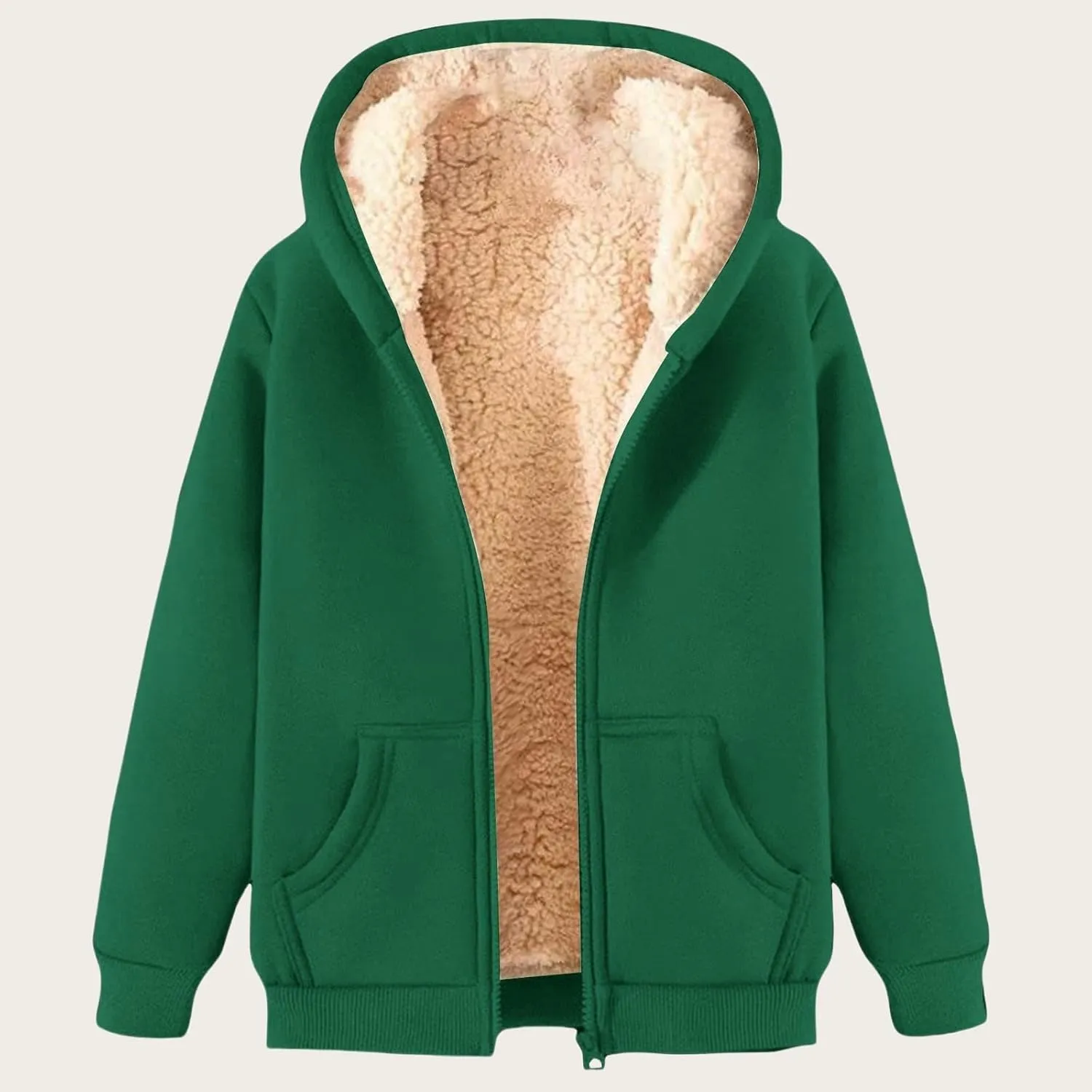 evzosrz Mens Winter Hoodies Fleece Sherpa Lined Coats Zip Up Warm Sweatshirt Jackets Casual Thick Thermal Hoodies Cardigan