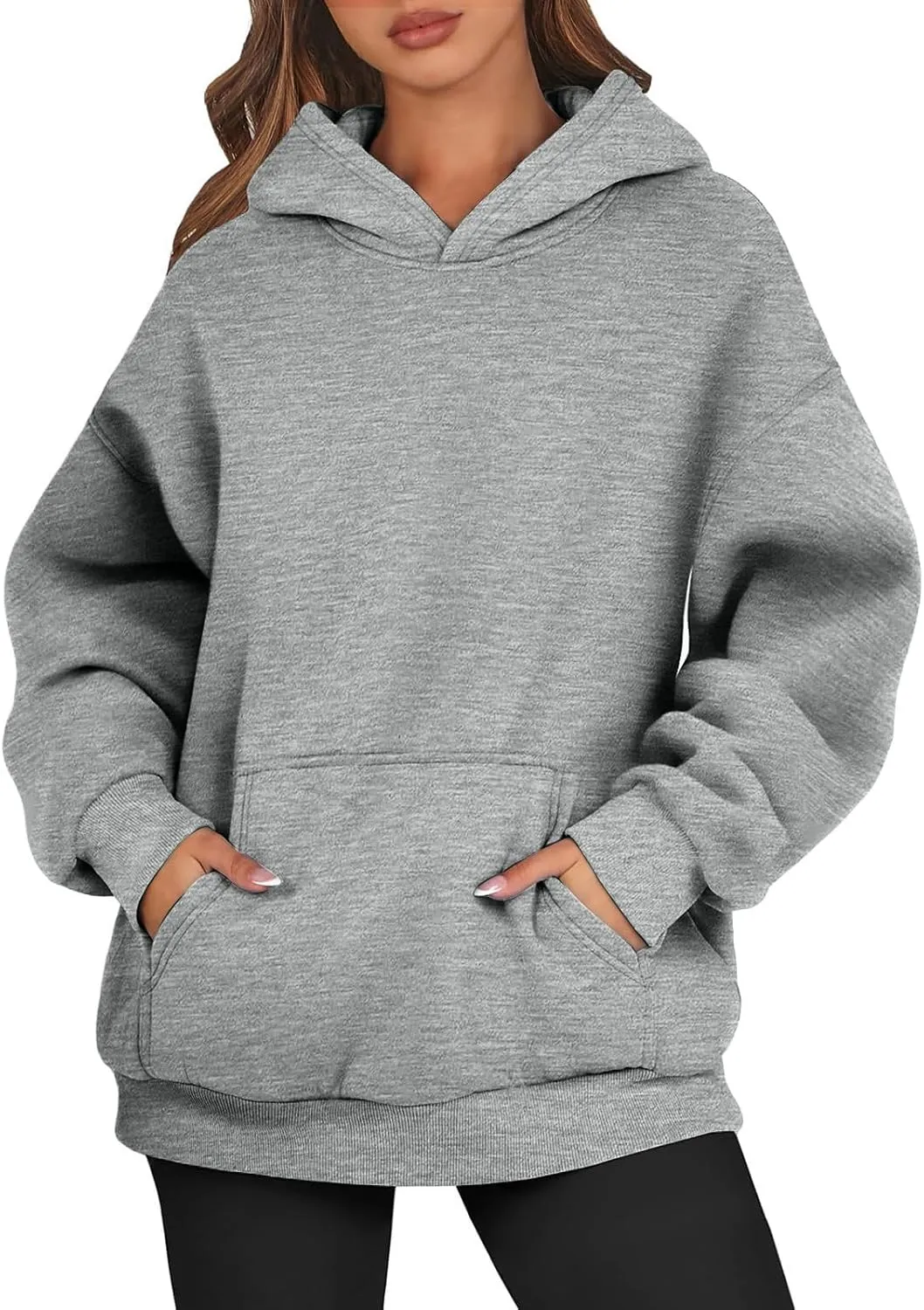 Fleece Hoodies for Women Baggy Comfy Oversized Sweatshirt Drop Shoulder Pullover Sweater Fall Winter Outfits w/Pocket