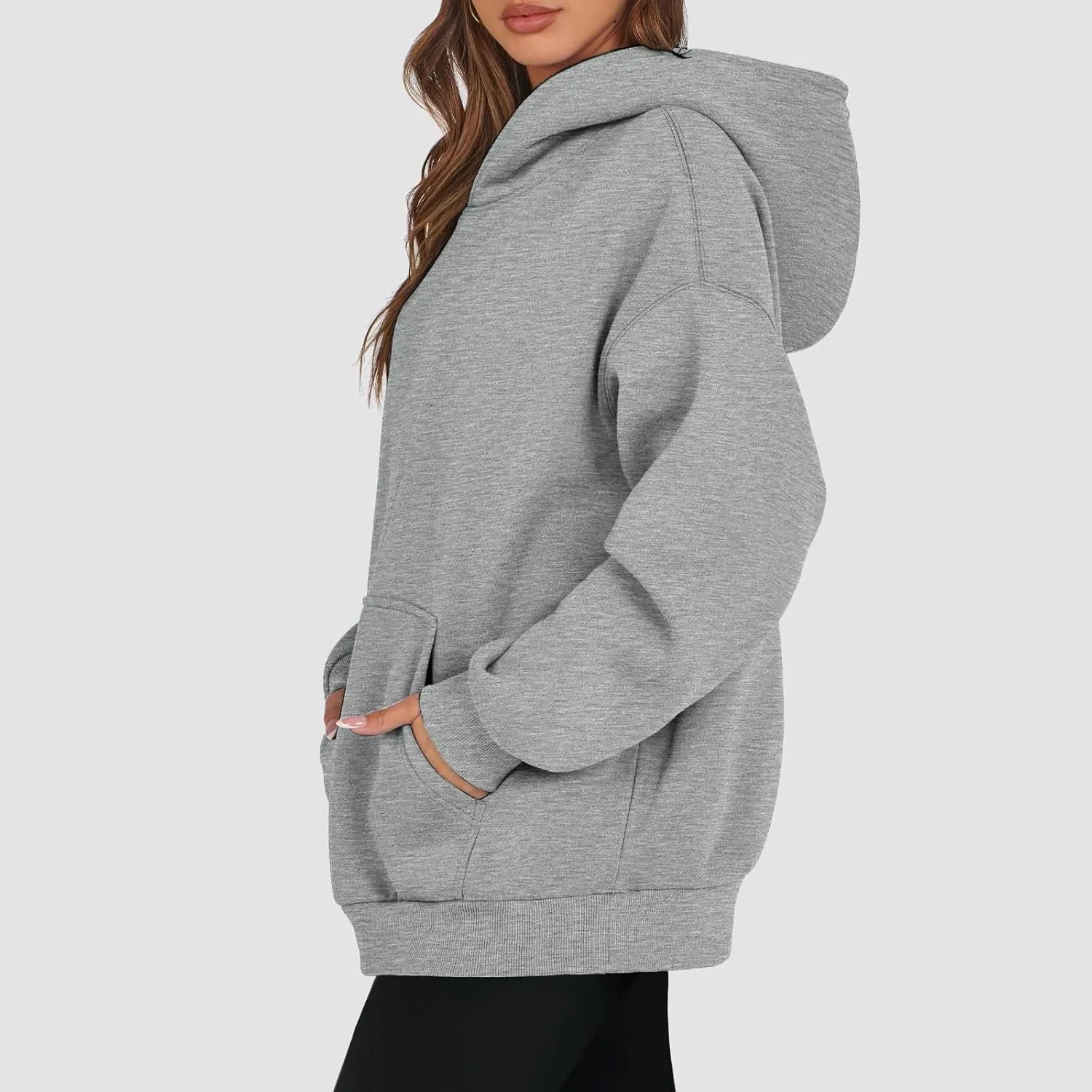 Fleece Hoodies for Women Baggy Comfy Oversized Sweatshirt Drop Shoulder Pullover Sweater Fall Winter Outfits w/Pocket