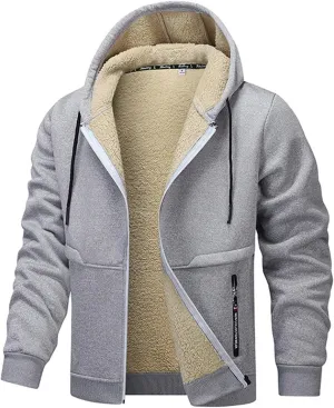 Fleece Lined Jackets for Men Zip Up Hoodie Heavyweight Winter Coats Sweatshirt Fleece Sherpa Lined Warm Jacket