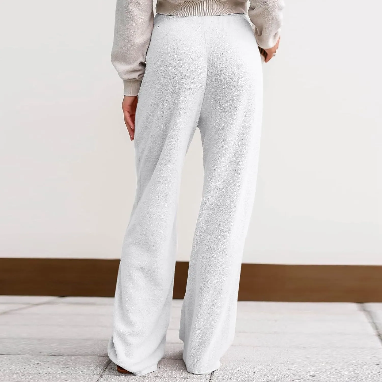 Fleece Lined Sweatpants Women Wide Leg Sweatpants Baggy Fleece Joggers Loose High Waisted Workout Lounge Pants