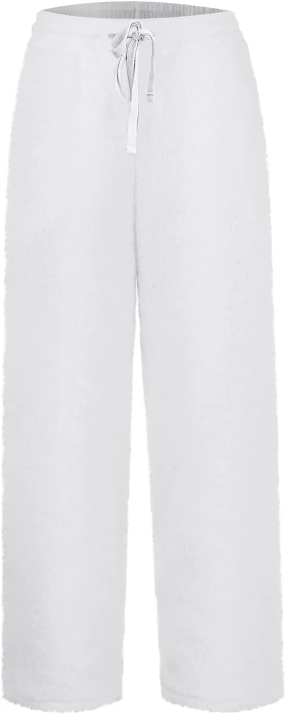 Fleece Lined Sweatpants Women Wide Leg Sweatpants Baggy Fleece Joggers Loose High Waisted Workout Lounge Pants