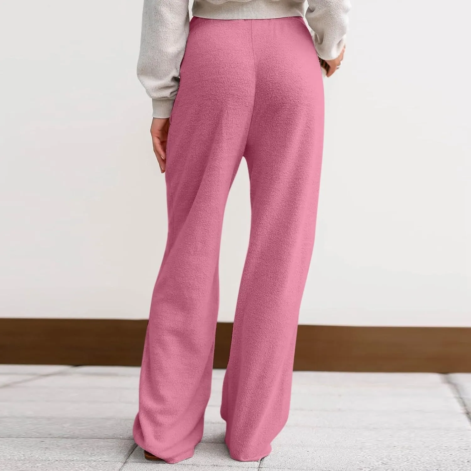 Fleece Lined Sweatpants Women Wide Leg Sweatpants Baggy Fleece Joggers Loose High Waisted Workout Lounge Pants