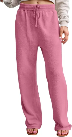 Fleece Lined Sweatpants Women Wide Leg Sweatpants Baggy Fleece Joggers Loose High Waisted Workout Lounge Pants