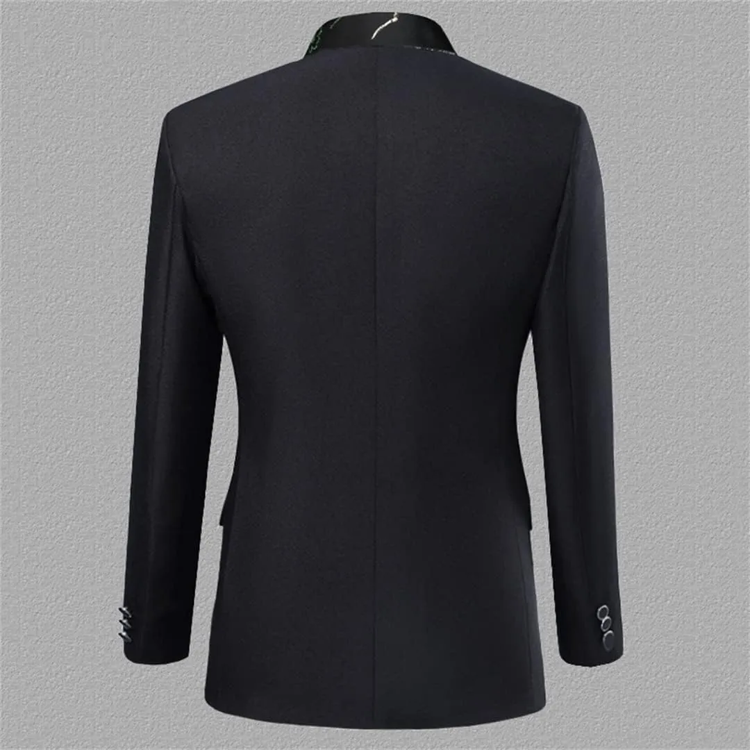 Floral Bird Embroidery Dress Blazers Men Slim Fit Tuxedo Suit Jacket Party Wedding Dinner