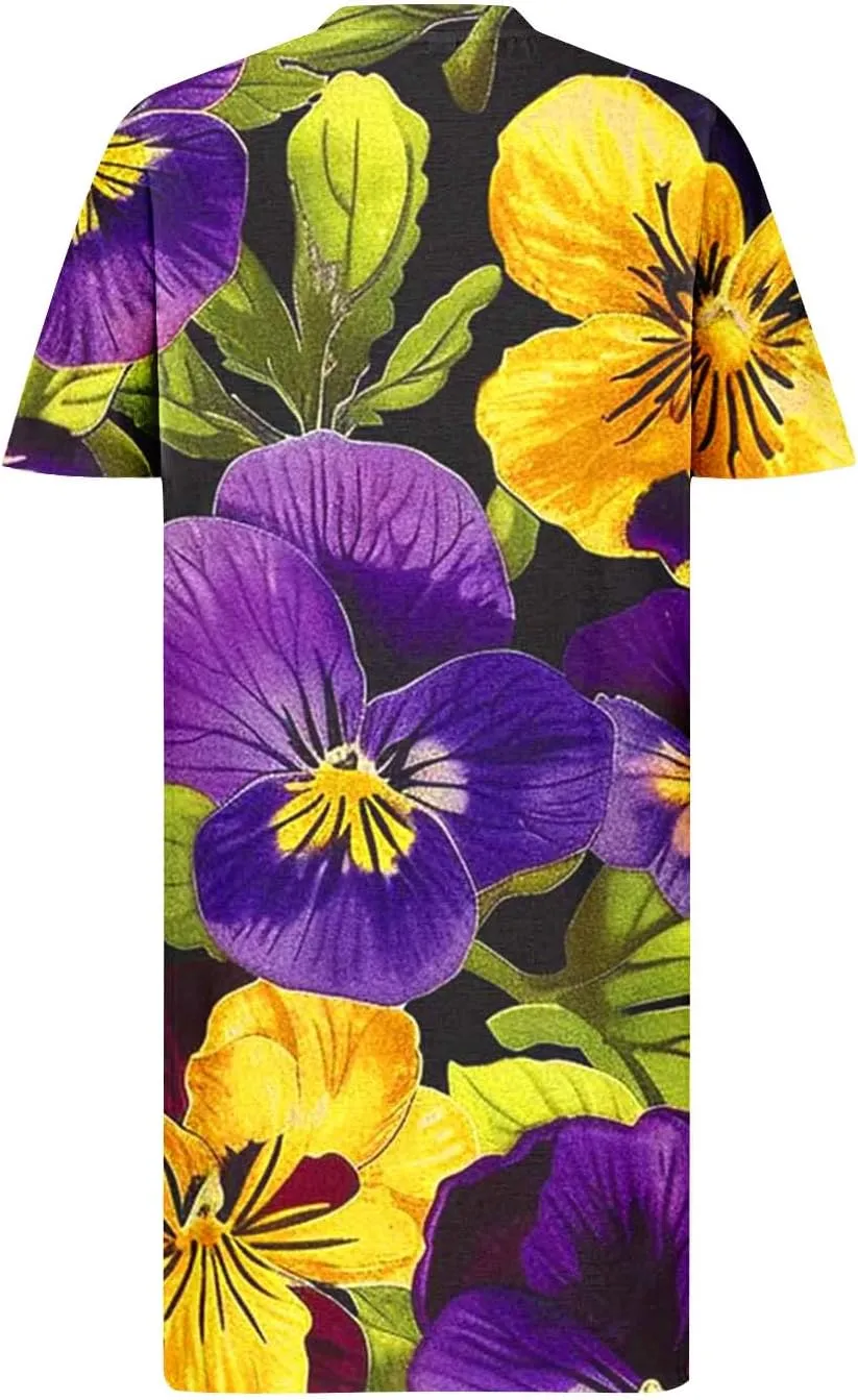 Floral Dress for Women Short Sleeve V Neck Casual Dress Plus Size Summer Dress Shift Spring Midi Dress Spring Dress