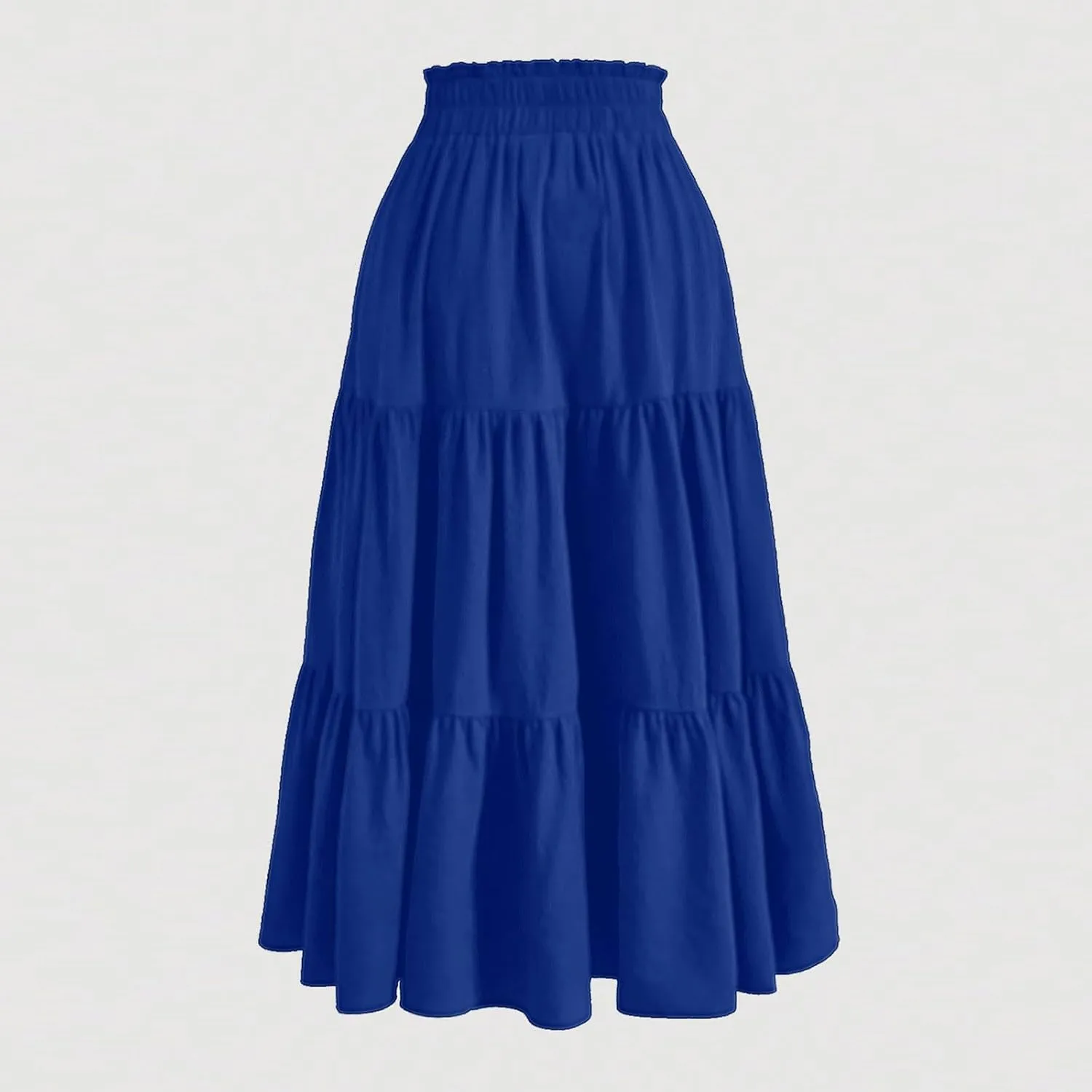 Floral Maxi Skirt for Women Flowy High Waisted Drawstring Ruffle Hem Skort Summer Trendy A-Line Vacation Beach Skirt