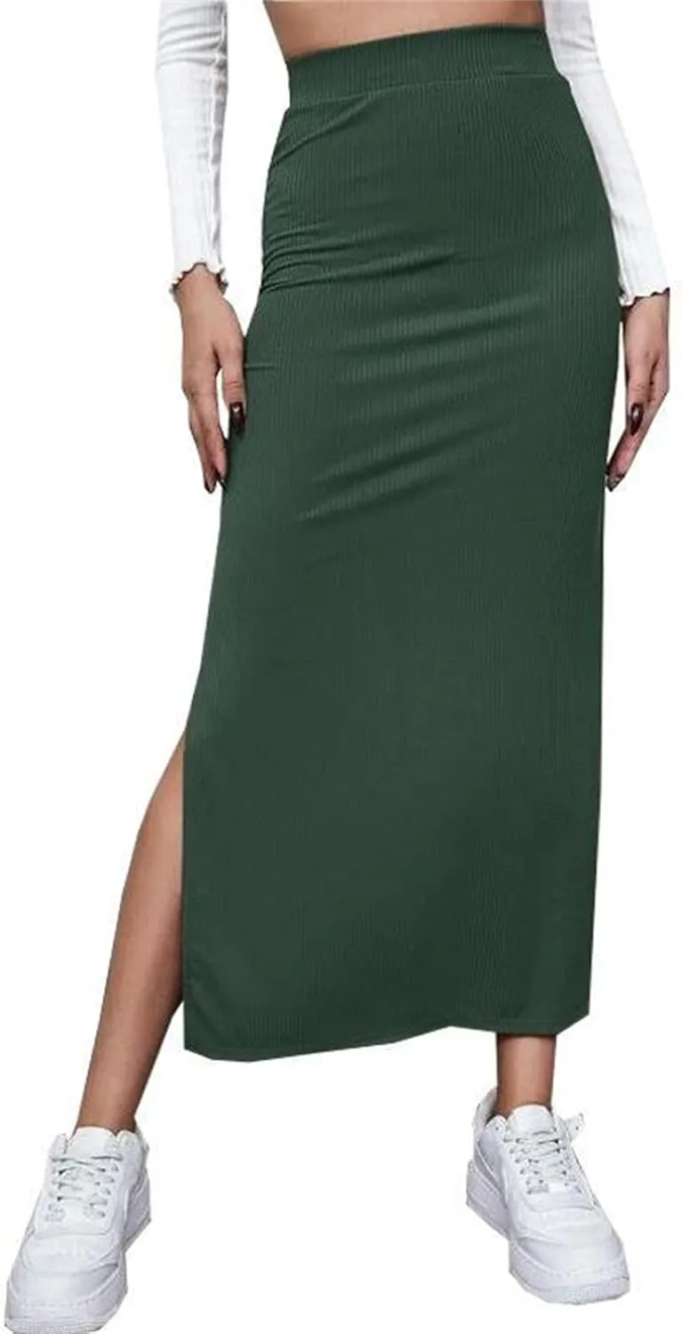 Flowy Casual Skirts for Women Long Solana Pull On Slip Maxi Skirt Low Slit Flowy Maxi Skirt
