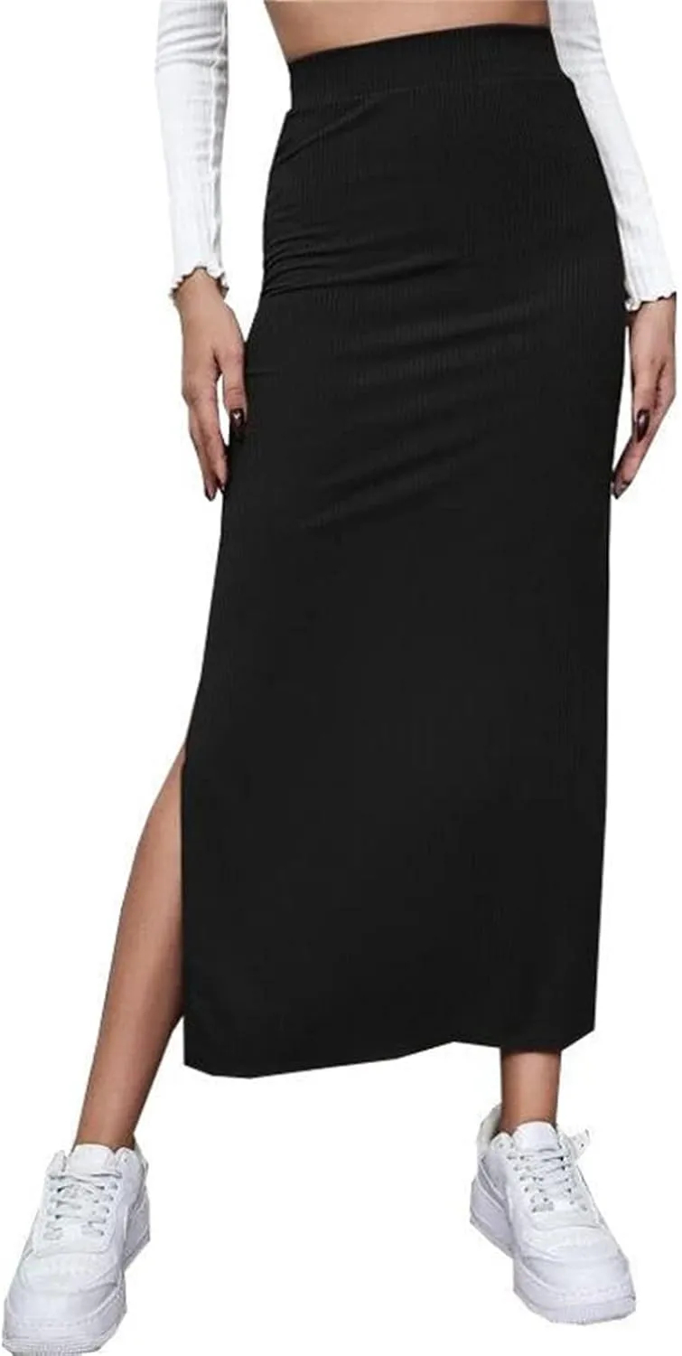 Flowy Casual Skirts for Women Long Solana Pull On Slip Maxi Skirt Low Slit Flowy Maxi Skirt