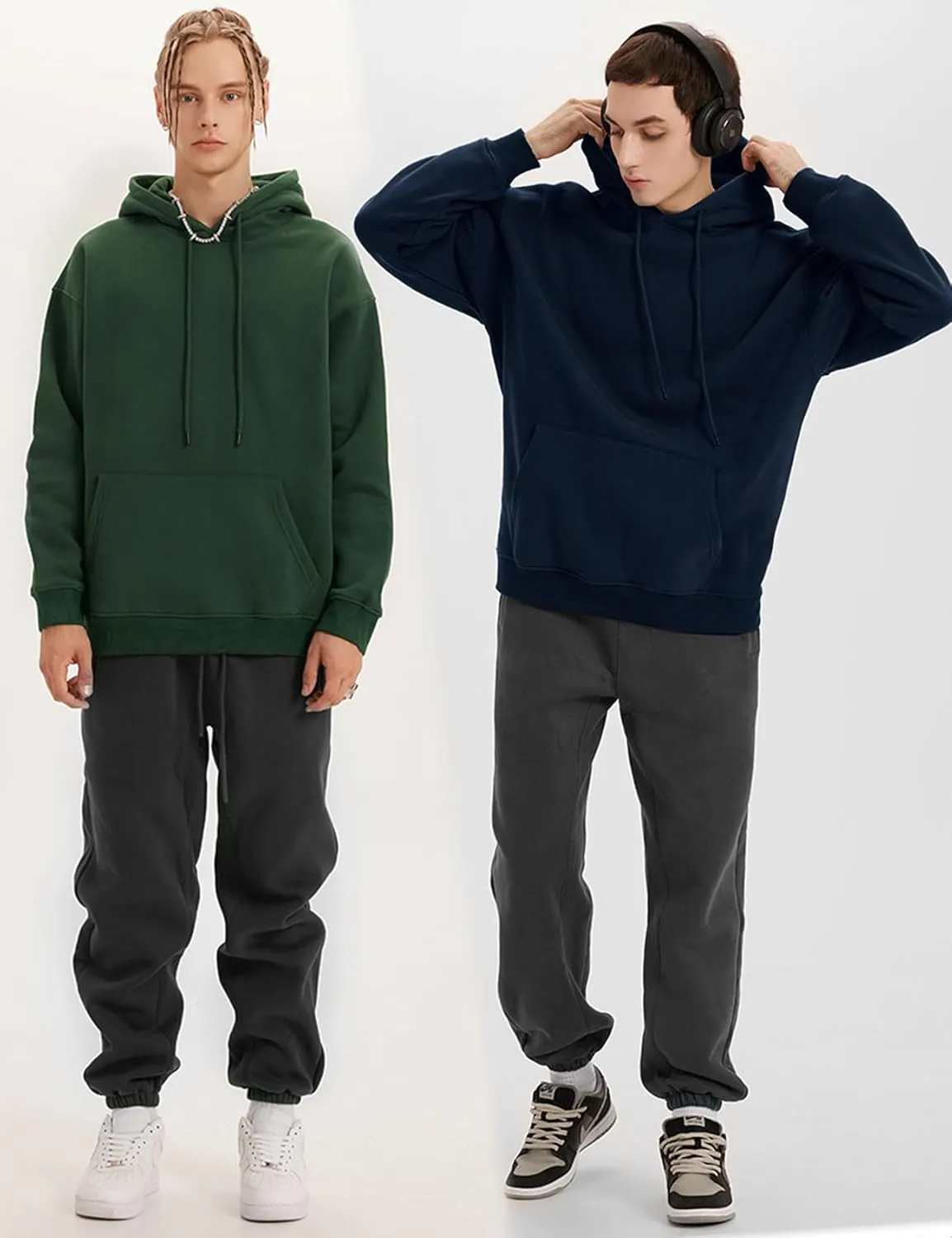 Flygo Mens Hoodie Oversized Fleece Pullover Fashion Hoodies Casual Long Sleeve Hooded Sweatshirt Streetwear