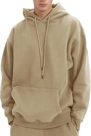 Flygo Mens Hoodie Oversized Fleece Pullover Fashion Hoodies Casual Long Sleeve Hooded Sweatshirt Streetwear