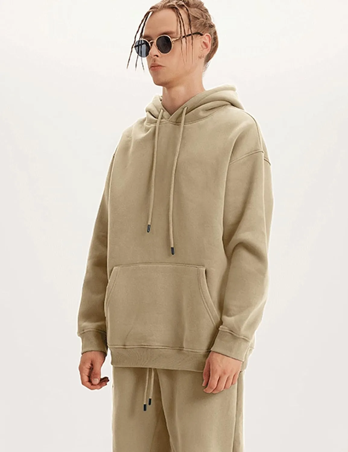 Flygo Mens Hoodie Oversized Fleece Pullover Fashion Hoodies Casual Long Sleeve Hooded Sweatshirt Streetwear