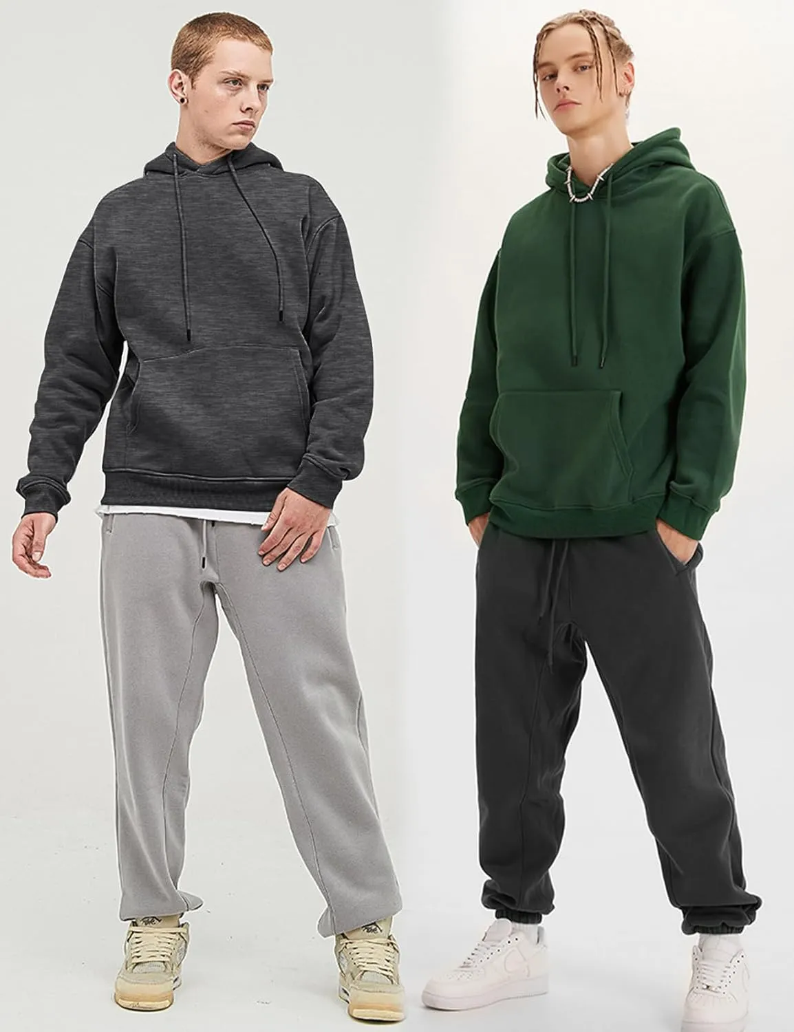 Flygo Mens Hoodie Oversized Fleece Pullover Fashion Hoodies Casual Long Sleeve Hooded Sweatshirt Streetwear