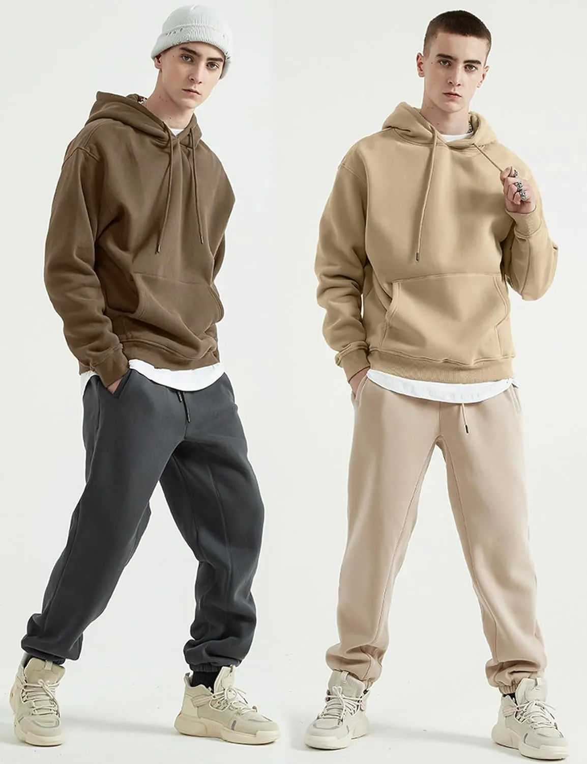 Flygo Mens Hoodie Oversized Fleece Pullover Fashion Hoodies Casual Long Sleeve Hooded Sweatshirt Streetwear