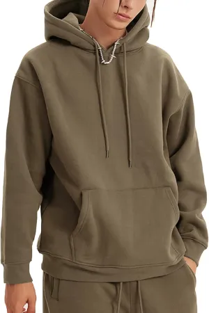 Flygo Mens Hoodie Oversized Fleece Pullover Fashion Hoodies Casual Long Sleeve Hooded Sweatshirt Streetwear