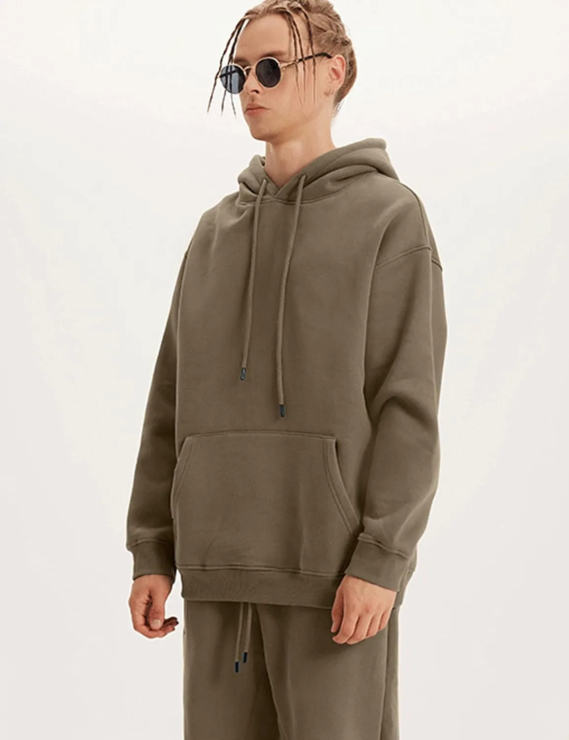 Flygo Mens Hoodie Oversized Fleece Pullover Fashion Hoodies Casual Long Sleeve Hooded Sweatshirt Streetwear