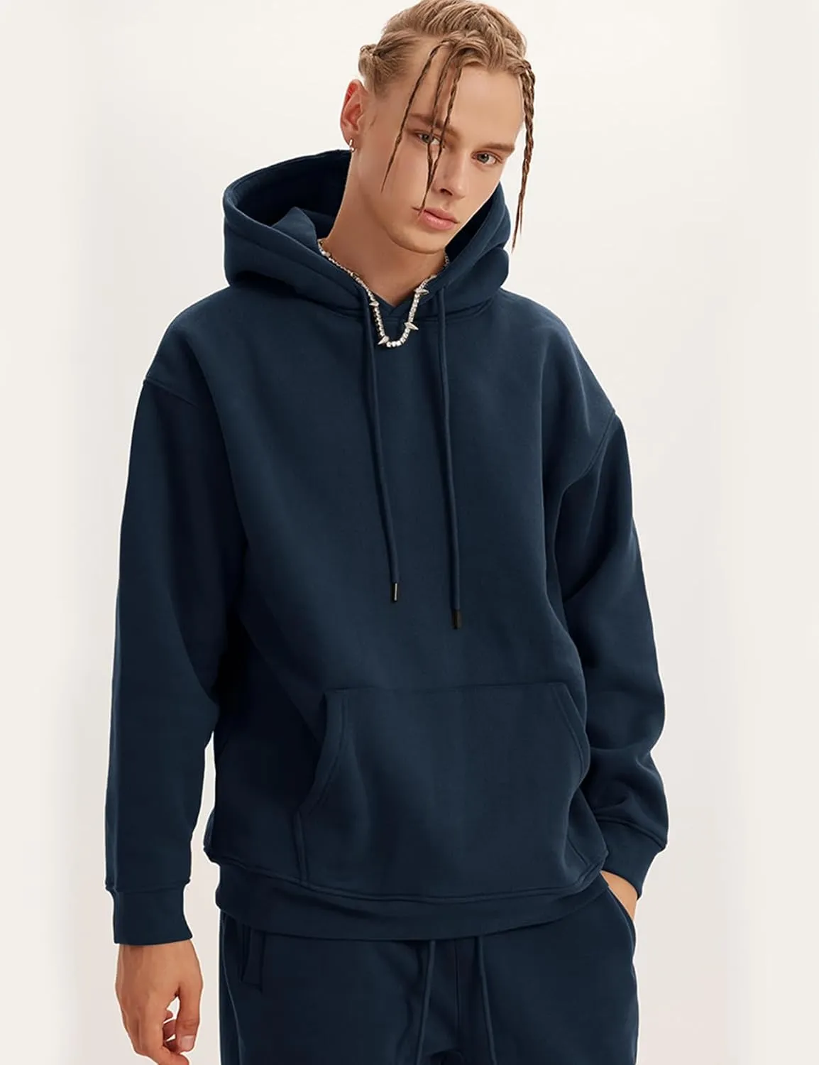 Flygo Mens Hoodie Oversized Fleece Pullover Fashion Hoodies Casual Long Sleeve Hooded Sweatshirt Streetwear