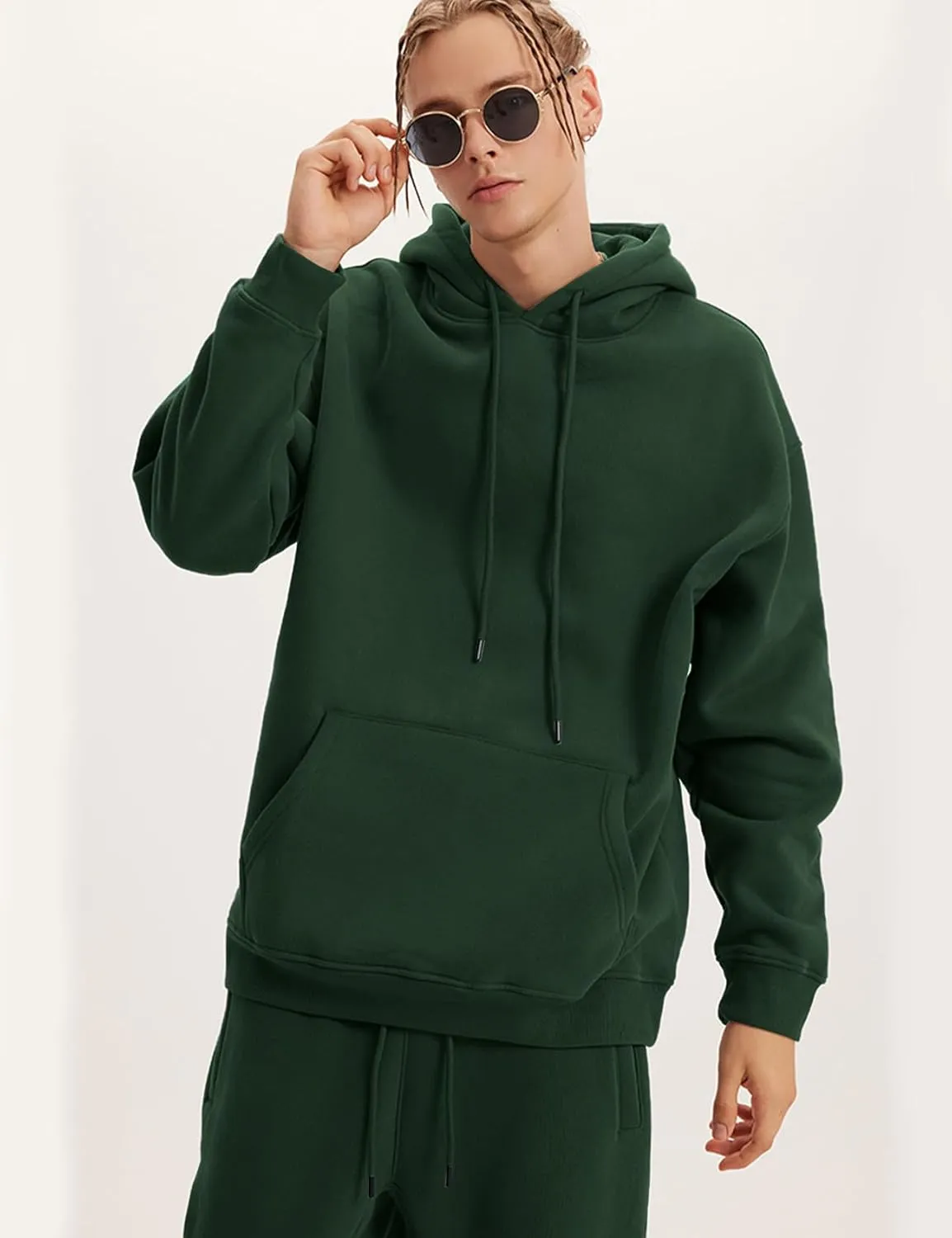 Flygo Mens Hoodie Oversized Fleece Pullover Fashion Hoodies Casual Long Sleeve Hooded Sweatshirt Streetwear