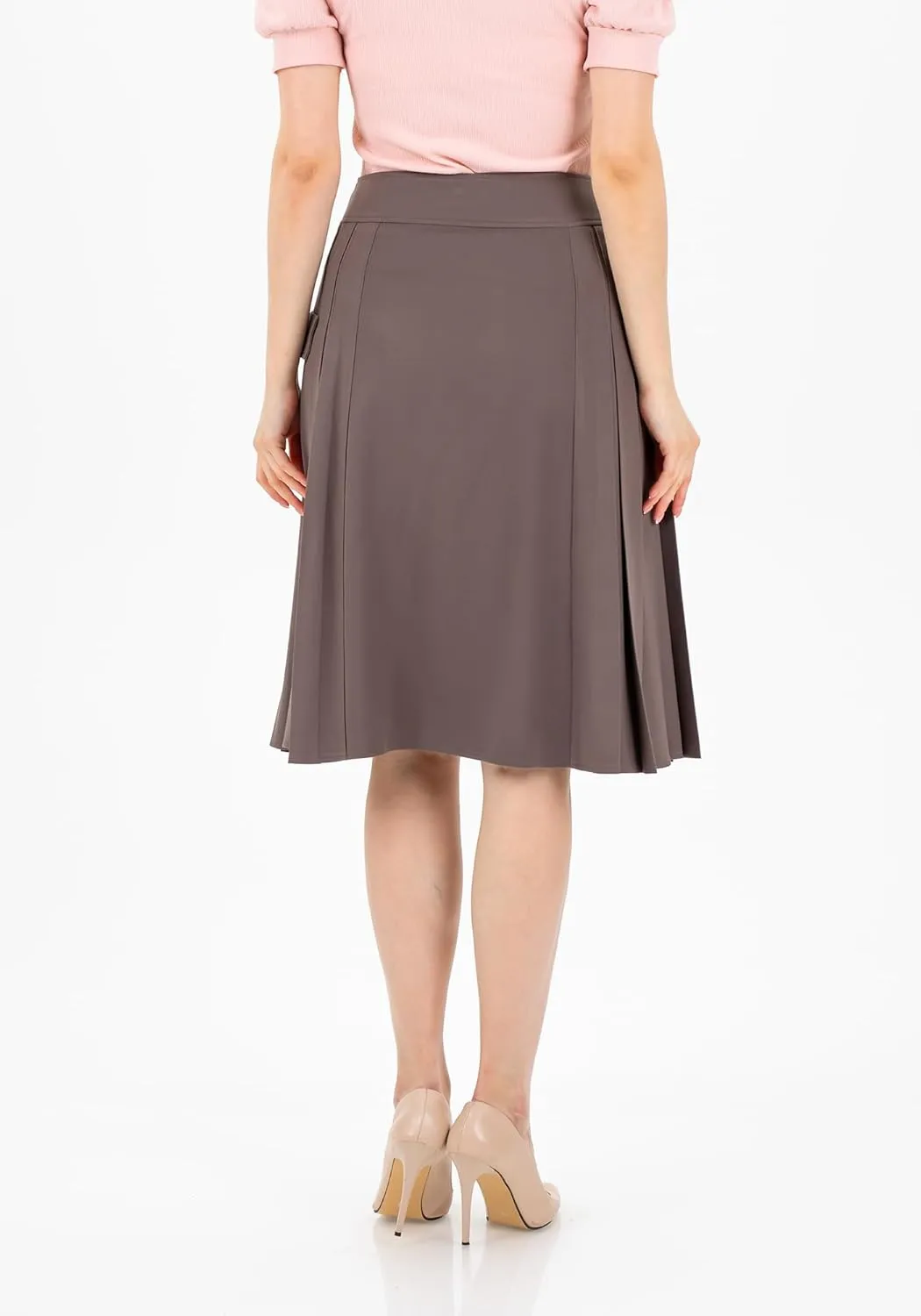 G-Line Pleated Button-Front Midi Skirt, Pleated Midi Skirts for Women, High Waisted Skirts, Long A Line Skirt for Women