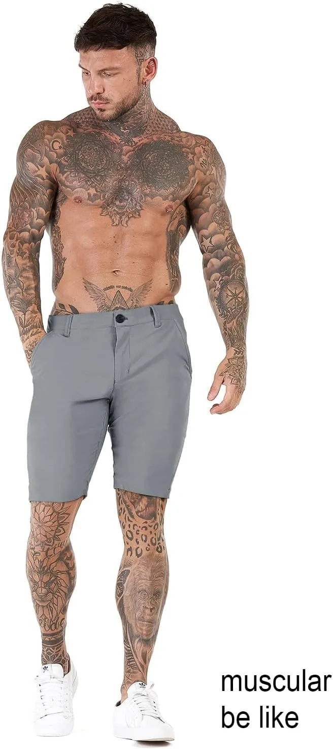 GINGTTO Mens Slim Fit Shorts 9" Inseam Stretch Chino Shorts