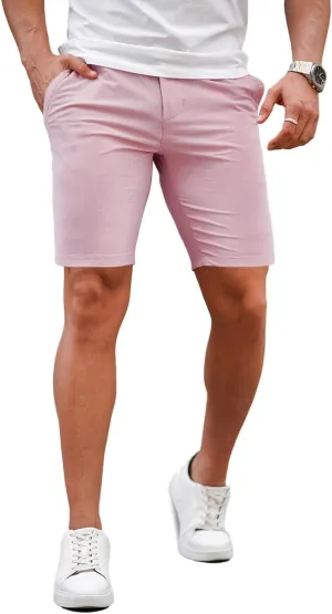 GINGTTO Mens Slim Fit Shorts 9" Inseam Stretch Chino Shorts