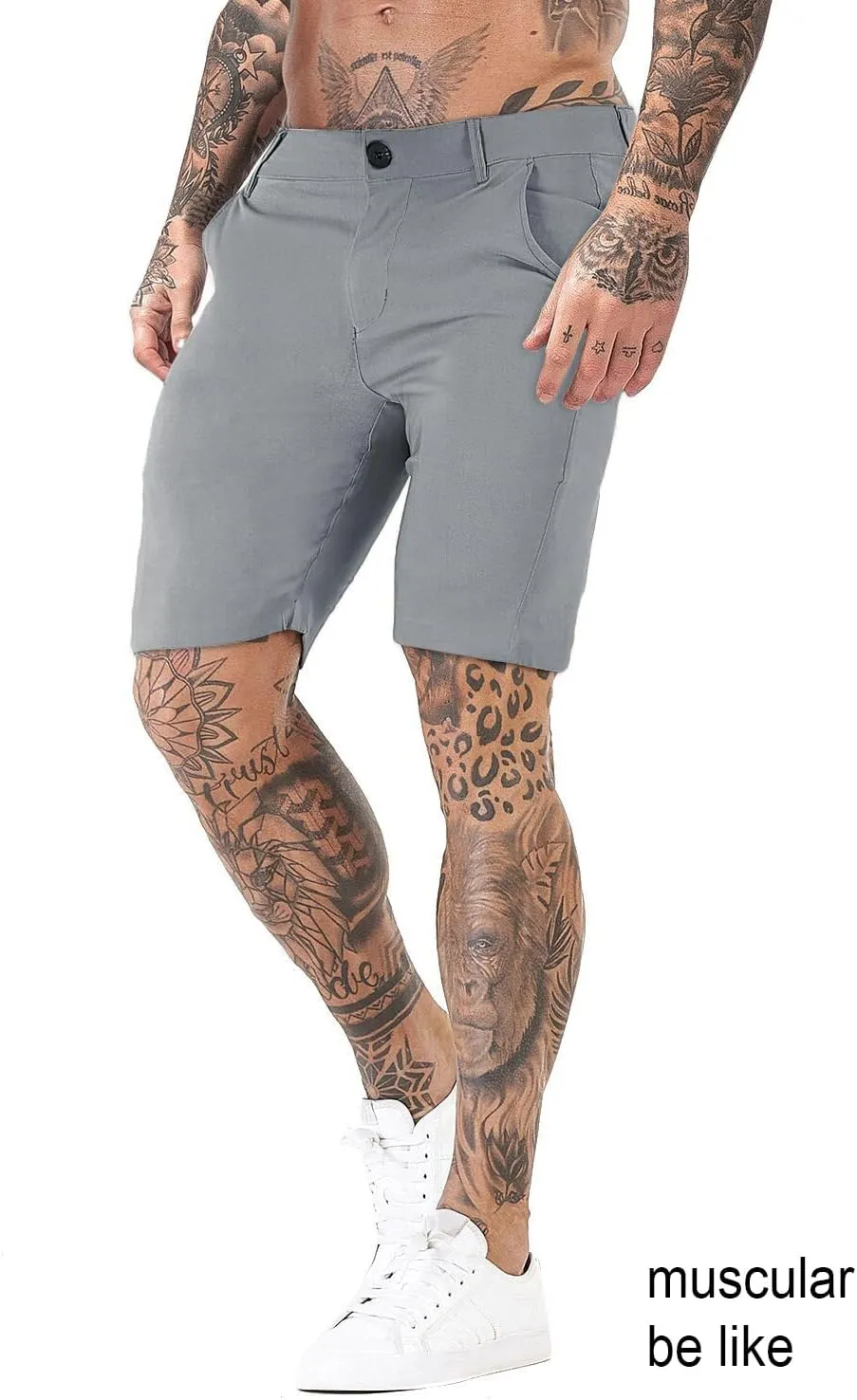 GINGTTO Mens Slim Fit Shorts 9" Inseam Stretch Chino Shorts