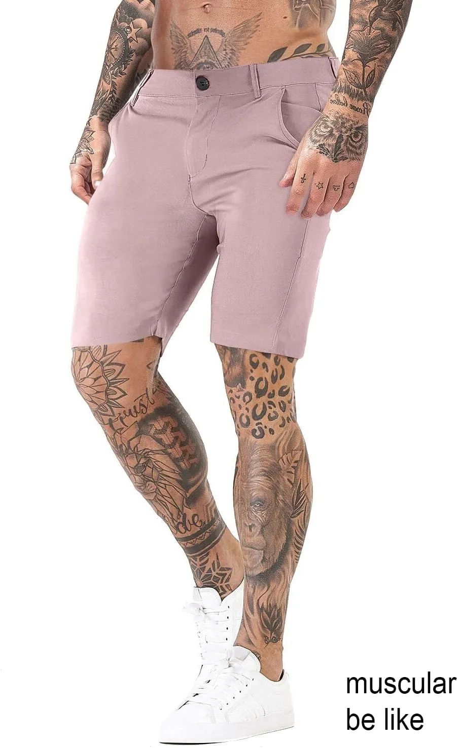 GINGTTO Mens Slim Fit Shorts 9" Inseam Stretch Chino Shorts