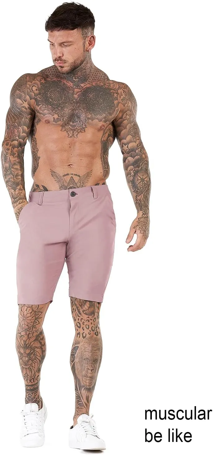 GINGTTO Mens Slim Fit Shorts 9" Inseam Stretch Chino Shorts