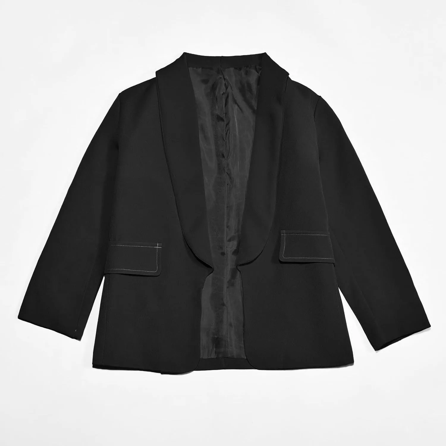 Girls Blazer Long Sleeve Shawl Collar Formal Blazers Suit Solid Jacket Open Front Inner Pocket for Kids