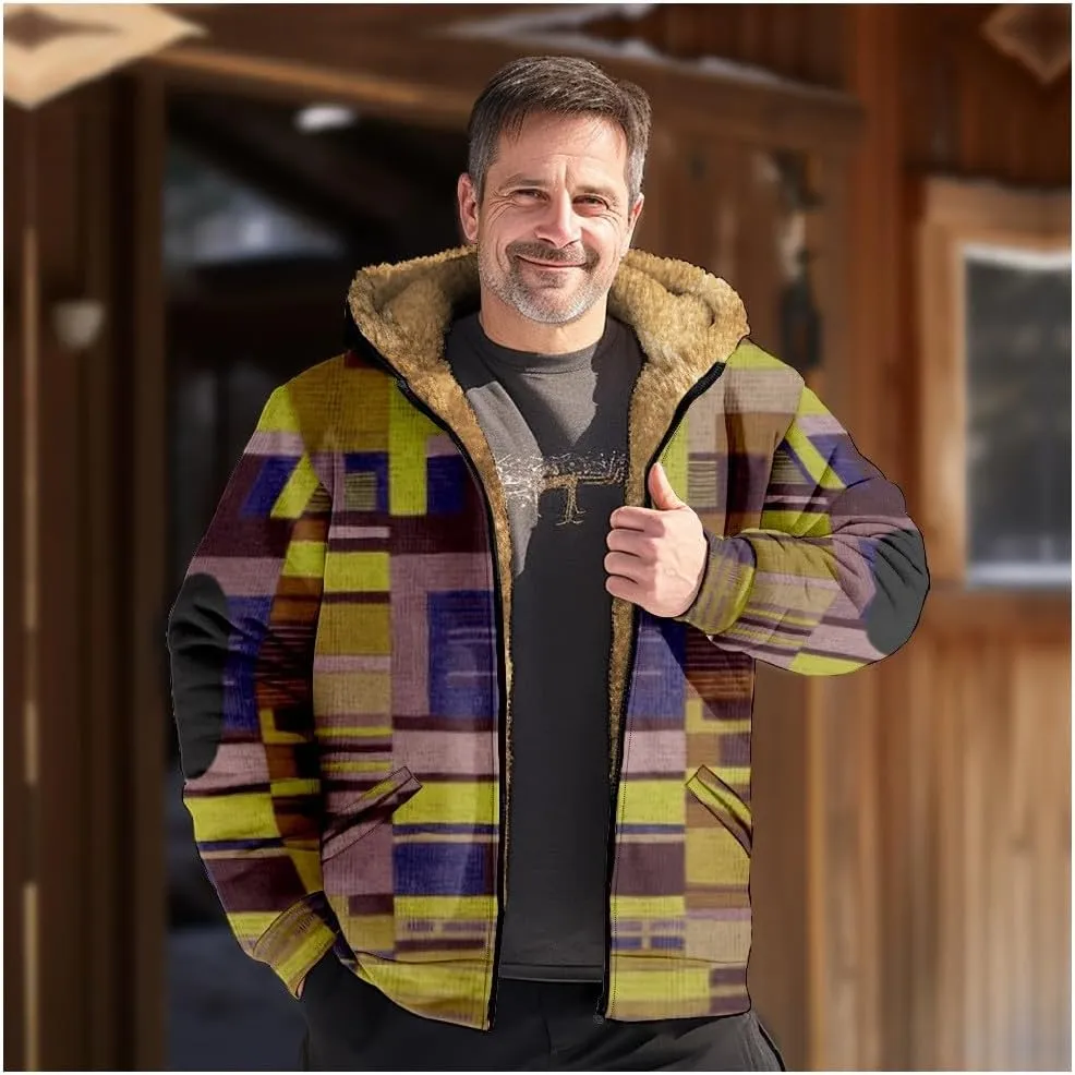 GOFULY Mens Jackets Casual Stylish Sherpa With Hood 2024 Winter Coats Fuzzy Zipper Hoodie Big And Tall Packable Fall Clothes