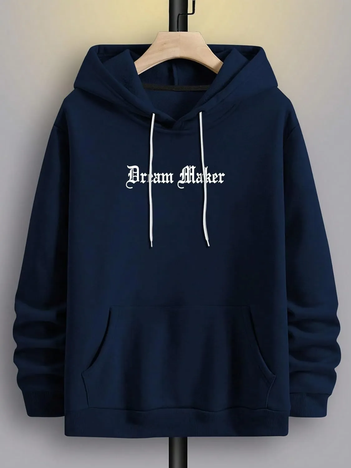 GORGLITTER Men's Slogan Graphic Hoodies Oversized Drawstring Thermal Kangaroo Pocket Sweatshirt Trendy Hoodies 2024