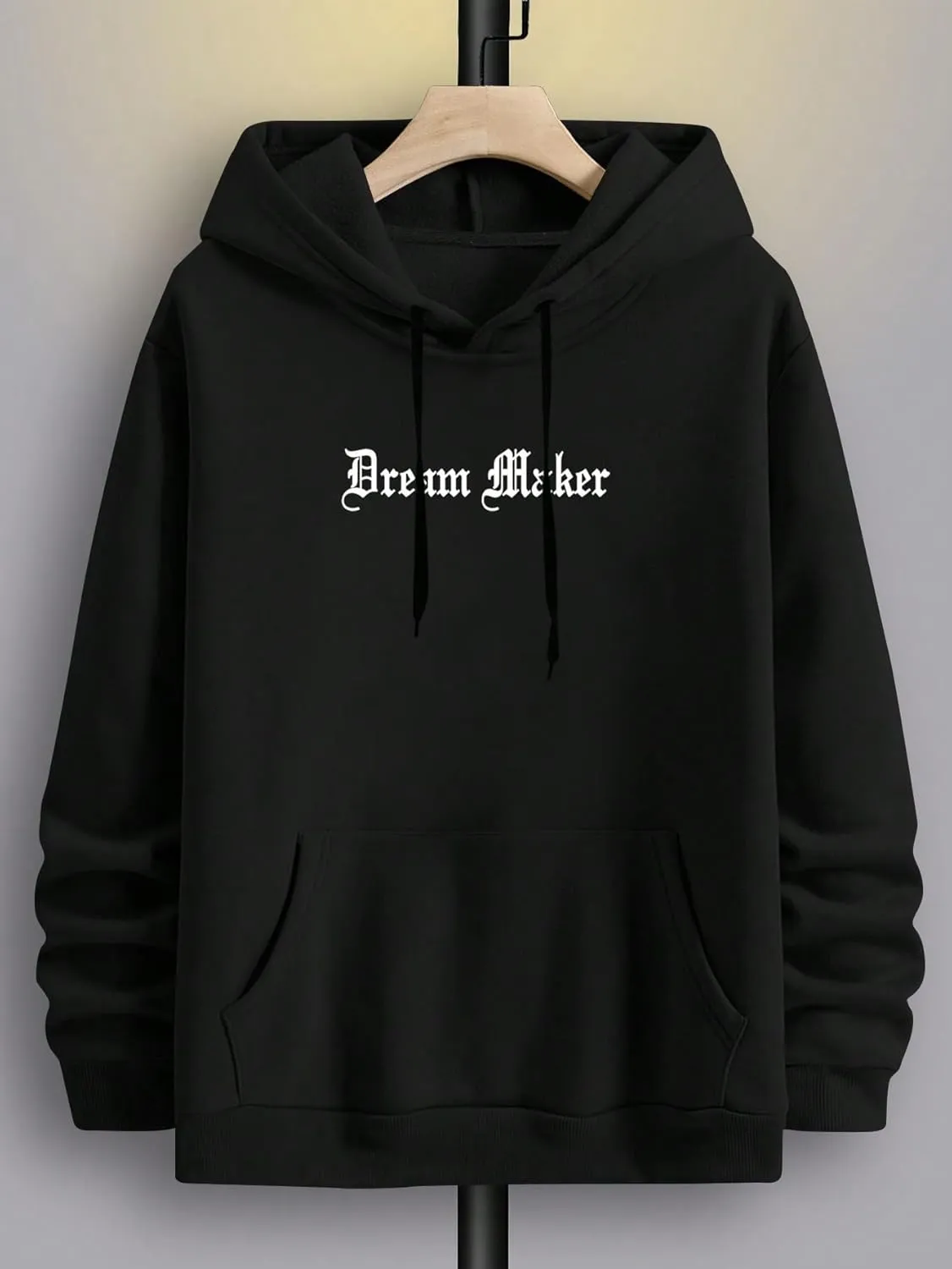 GORGLITTER Men's Slogan Graphic Hoodies Oversized Drawstring Thermal Kangaroo Pocket Sweatshirt Trendy Hoodies 2024