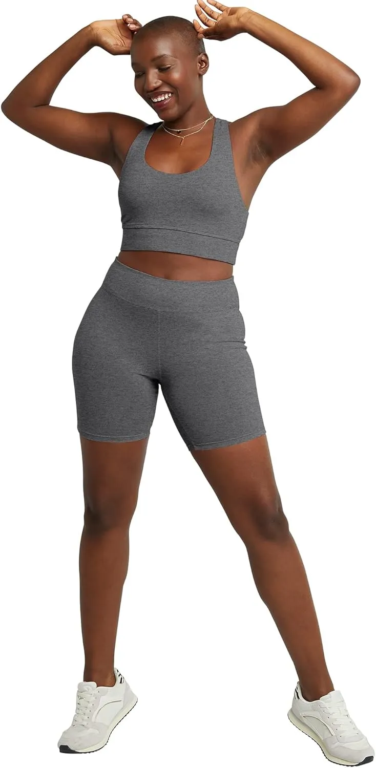 Hanes Womens Stretch Jersey Bike Shorts, Womens Cotton Sports Shorts, 7" Inseam