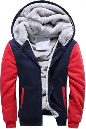 Heavyweight Winter Sweatshirt Thick Fleece Sherpa Lined Warm Jacket Big Tall Zip Up Mens Hoodie Outerwear Coats