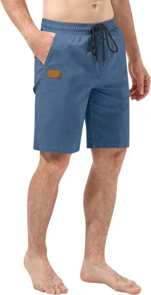 HHZ Men's Stretch Cotton Casual Dress Shorts Twill Stretch Summer Beach Chino Drawstring Work Shorts