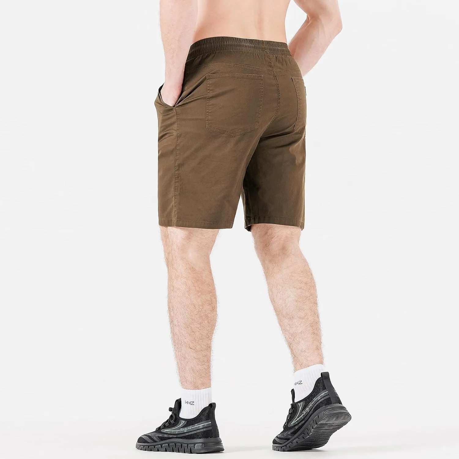 HHZ Men's Stretch Cotton Casual Dress Shorts Twill Stretch Summer Beach Chino Drawstring Work Shorts