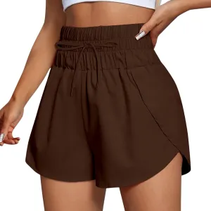 High Waisted Dolphin Athletic Running Shorts for Women Side Split Shorts Pocket Sporty Quick Dry Athletic Shorts