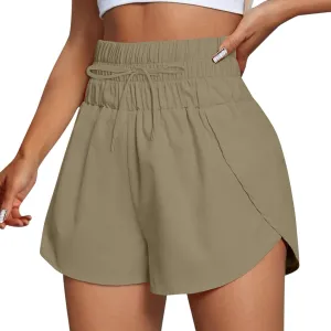 High Waisted Dolphin Athletic Running Shorts for Women Side Split Shorts Pocket Sporty Quick Dry Athletic Shorts