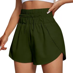 High Waisted Dolphin Athletic Running Shorts for Women Side Split Shorts Pocket Sporty Quick Dry Athletic Shorts