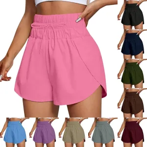 High Waisted Dolphin Athletic Running Shorts for Women Side Split Shorts Pocket Sporty Quick Dry Athletic Shorts